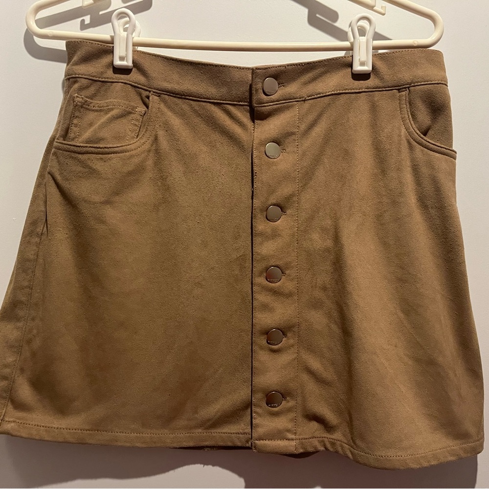 Tan Button-Front Skirt